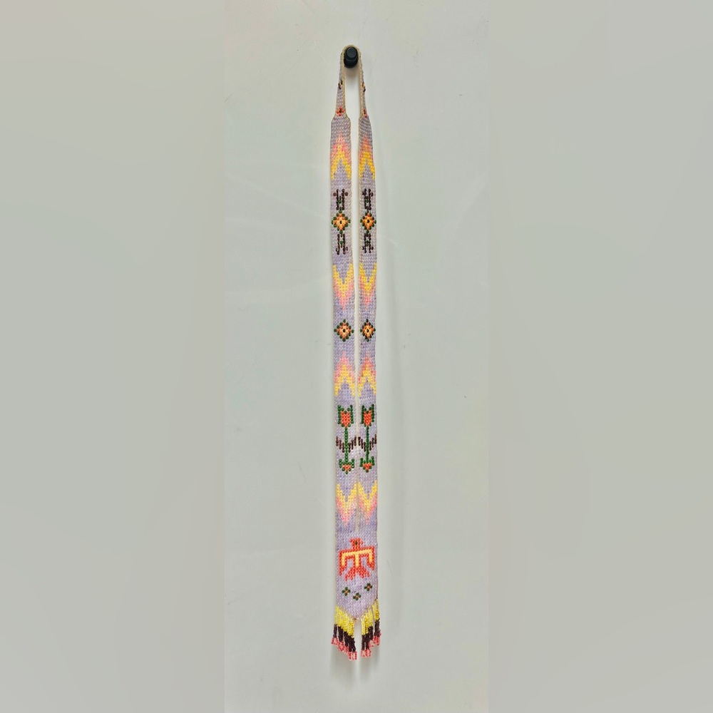 Vintage First Nations Indigenous Handmade Seed Bead Sash Necklace
